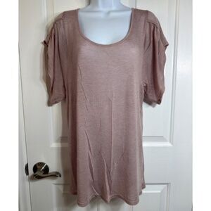 Three Dots Blush Pink Short Sleeve Blouse